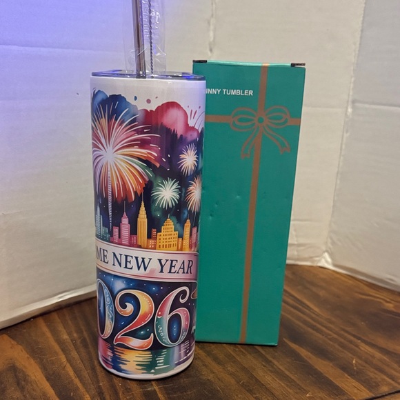 Hand Crafted Other - New Year Fireworks 2026 Skinny Tumbler Multicolor